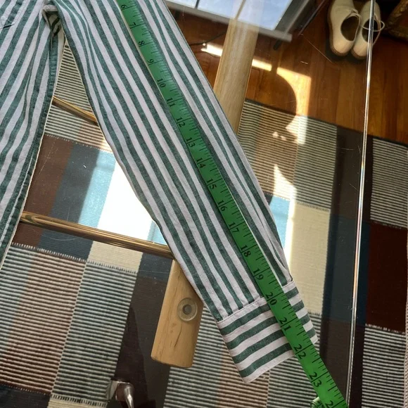SEZANE TOMBOY SHIRT GREEN STRIPE SZ 34 - Picture 6 of 10
